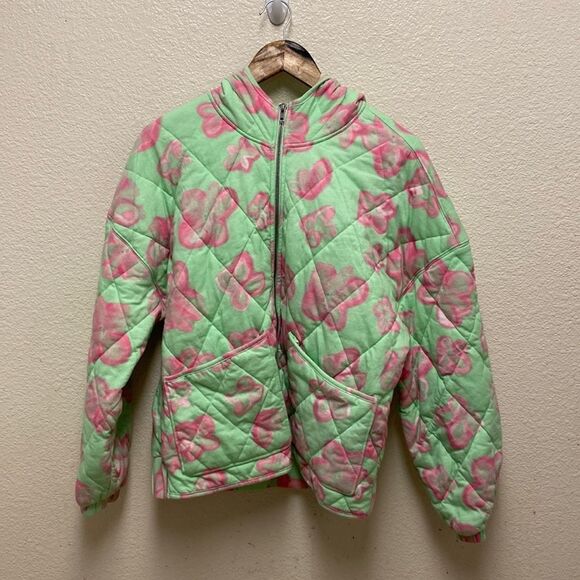 Wild Fable Quilted Floral Print Hooded Puffer Jacket Large - Picture 1 of 6